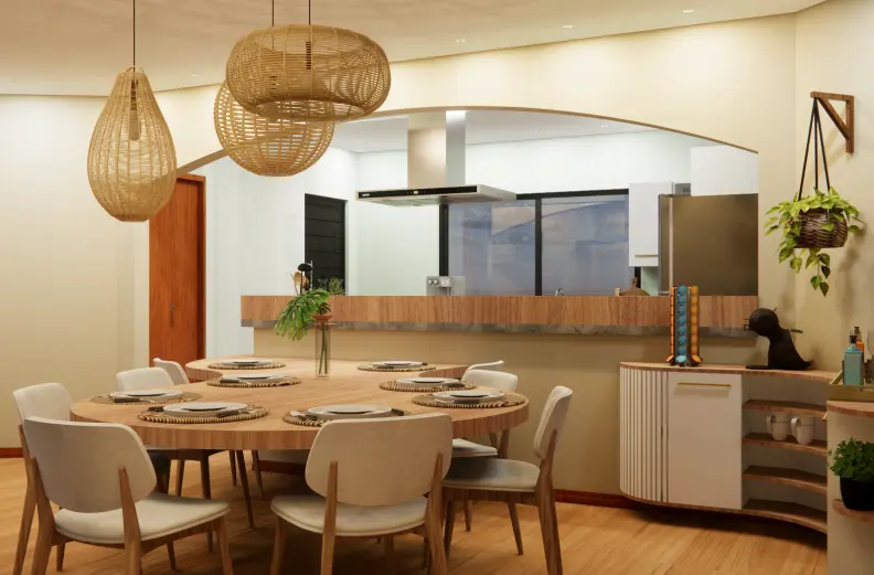Projeto de cozinha integrada com sala de jantar