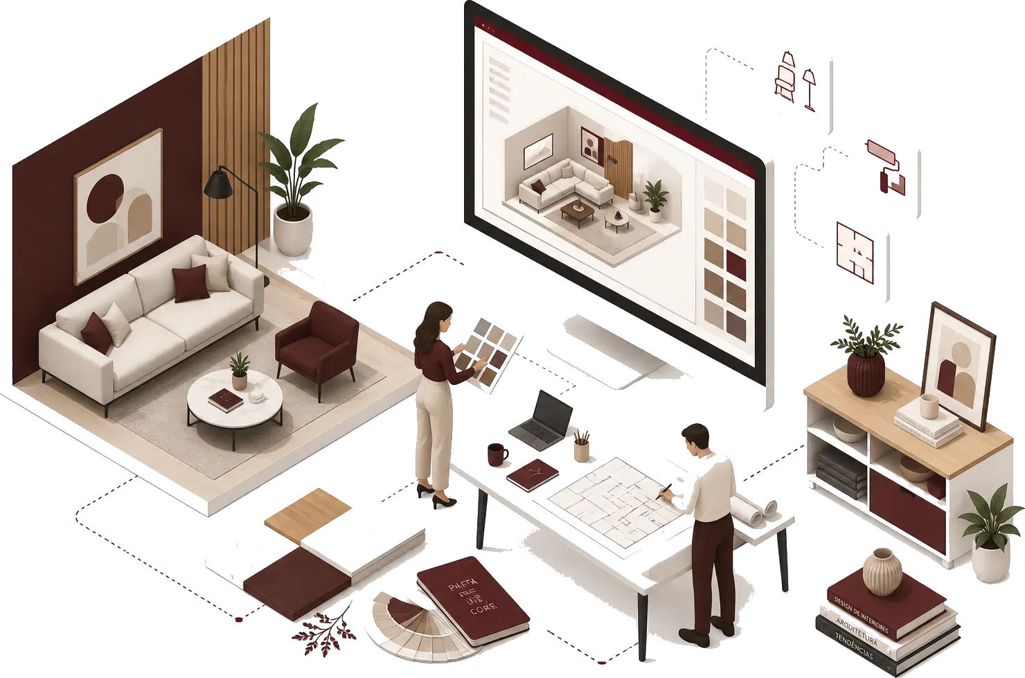 Ilustração de planejamento de projeto de interiores